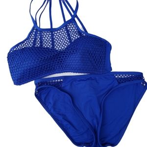 La Blanca All Meshed Up Hipster 2 Piece Swimsuit 8 Cobalt Blue strappy swim